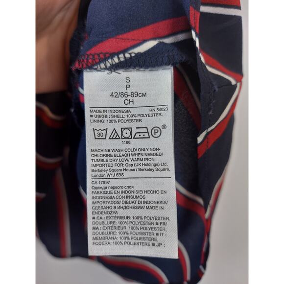 Banana Republic Sleeveless Striped Peplum Ruched Top Blue White Red Sz S - Picture 3 of 8